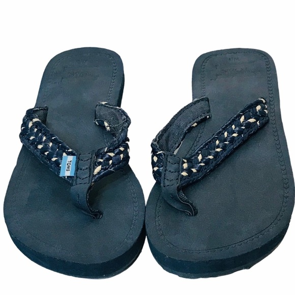 TOMS‎ Black Flip Flops/Thong Sandals Women’s Size 5 - Picture 1 of 4